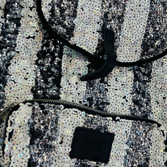 Victorias Secret Pink Rare Black and White Striped Backpack - Picture 3 of 9